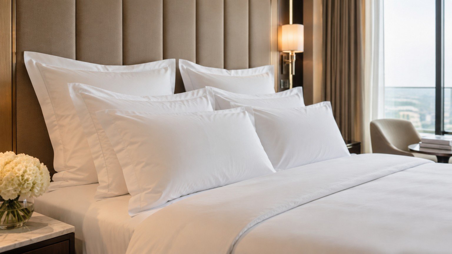 Luxury white hotel pillow collection