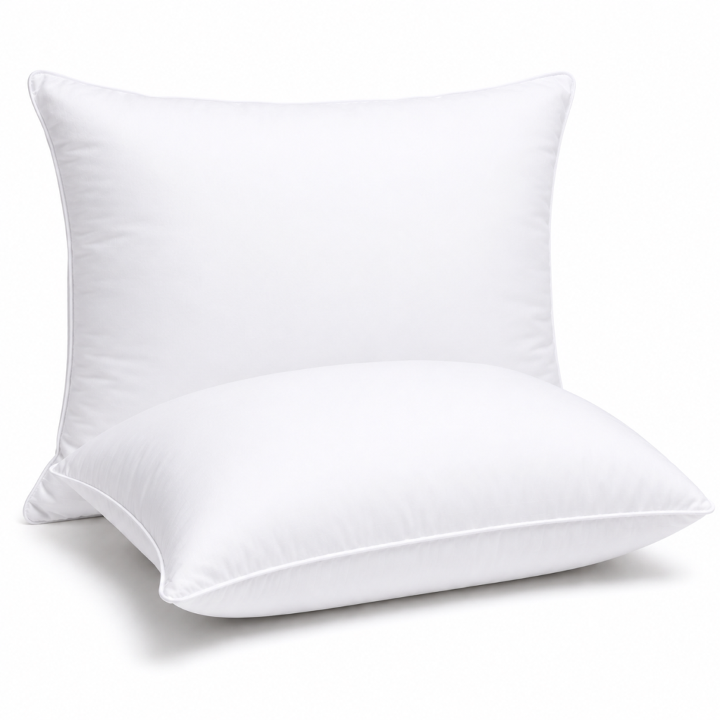 White microfiber pillows on white background